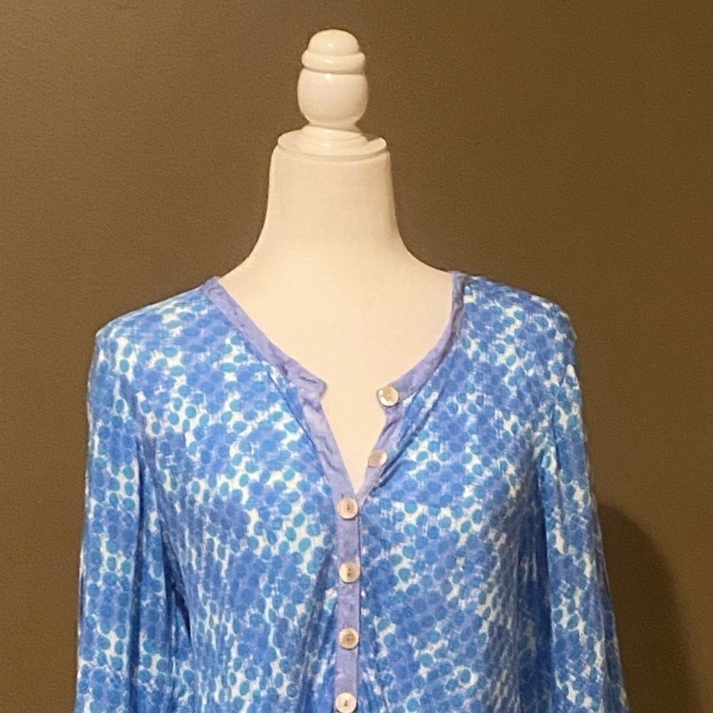 Lyng Tunic Top Rayon Size Large Button Front - Picture 2 of 14